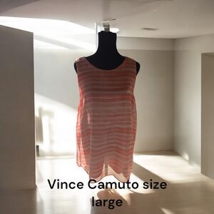 Vince Camuto Coral Striped Sleeveless Top - Size Large